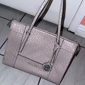 Guess Taupe Monogram Tote Bag